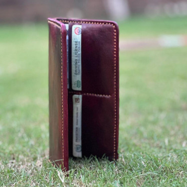 Handmade Dye long Wallet for Men Genuine Vag-Tan Material