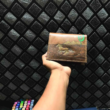 Carving Wallet Veg tan leather