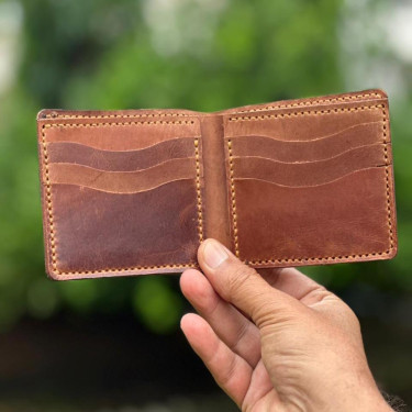 Handmade Vintage Style Crazy Horse Genuine Cowhide Leather Wallet