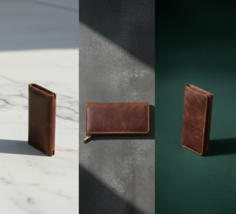 Long Cowhide Leather Wallet 