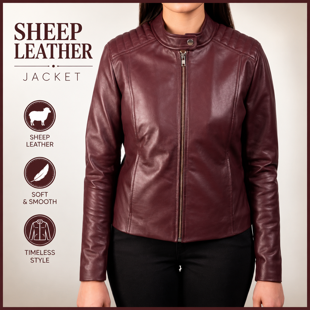 ChatGPT Image Jul 1, 2026, 12_19_59 AM Women's Burgundy Sheep Leather Jacket – 100% Genuine Leather | Timeless Style - Image 1