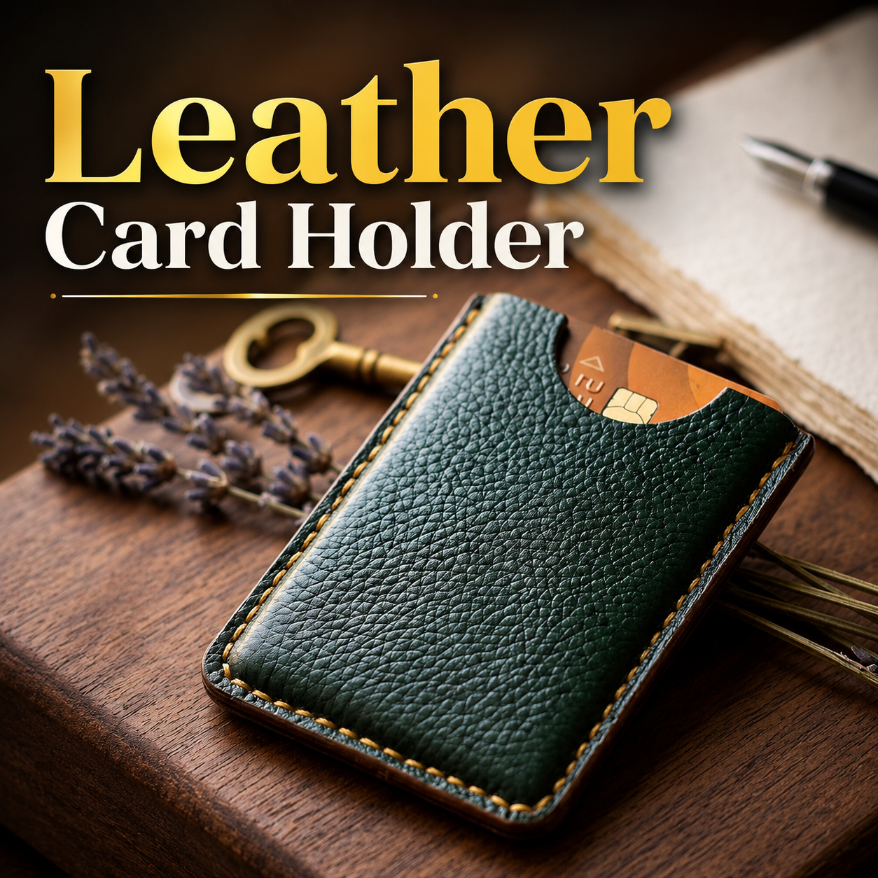Leather Card Holder Leather Card Holder – 100% Genuine Leather Handmade Slim Wallet - Image 1