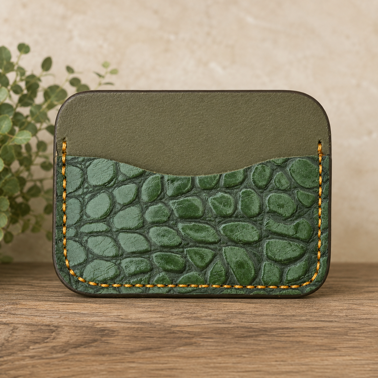 Mini Card Holder Premium Crocodile Pattern Genuine Leather Card Holder – 100% Genuine Leather - Image 1