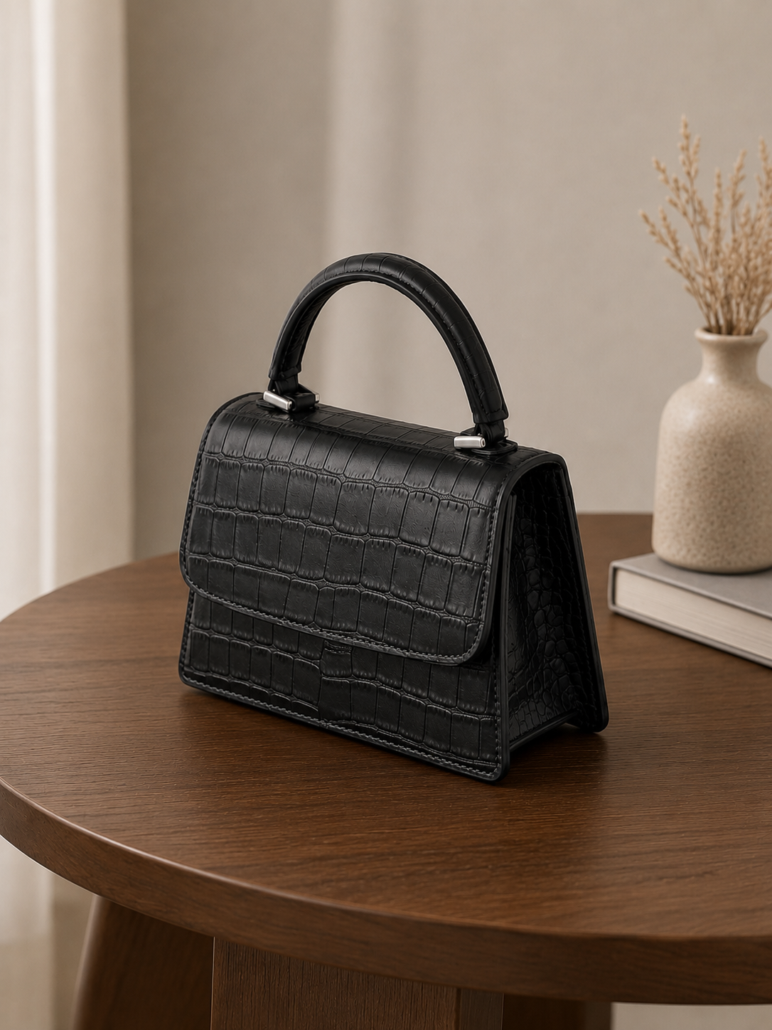 bb Black Crocodile Leather Handbag: 7 Stunning Features You'll Love - Image 1