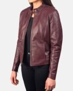 Women's Burgundy Sheep Leather Jacket – 100% Genuine Leather | Timeless Style - Image 2